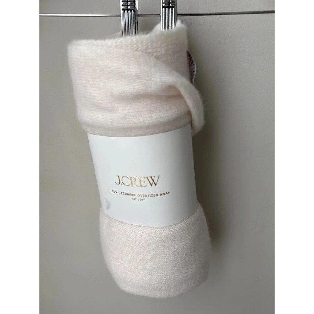 J.Crew 100% Cashmere Oversized Wrap Ivory 33” x 79”